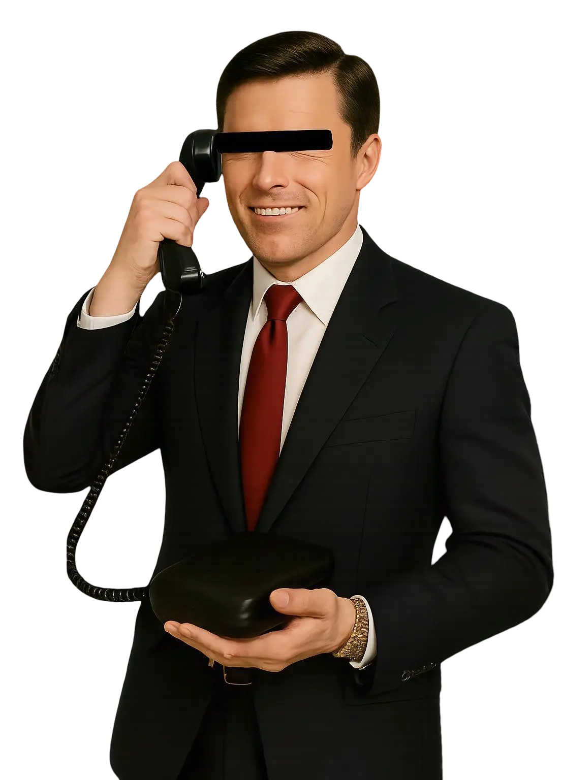 Man on a retro phone